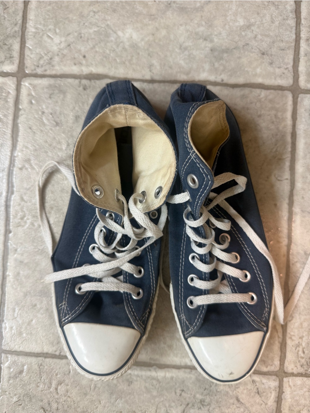 Classic High-Top Converse Sneakers - Navy Blue Canvas
